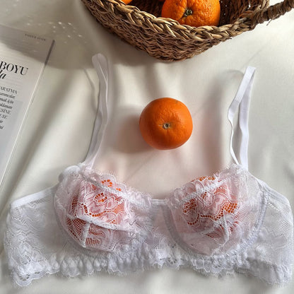 Beyaz Dantelli Balenli Balkonet Sütyen Takımı